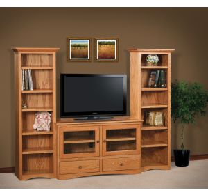 TV Stand w/ Twin Tower Bookcases