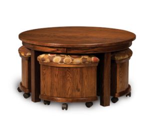 Five Piece Round Table Bench Set