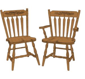 Colonial Arrow Arm & Side Chair 