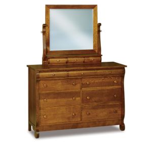 Old Classic Sleigh 9 Drawer Dresser & Mirror