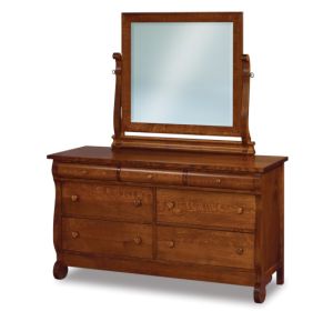 Old Classic Sleigh 7 Drawer Dresser & Mirror