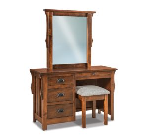 Stick Mission 4 Drawer Vanity Dresser & Mirror W/ Bench