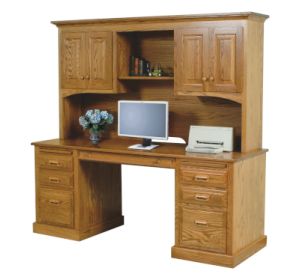 Traditional Double Pedestal Desk & Hutch