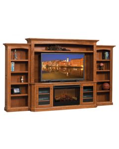 Buckingham Entertainment Center with Side Bookcases & Fireplace