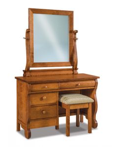 Old Classic Sleigh 4 Drawer Vanity Dresser & Mirror W/ Bench