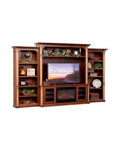 Jefferson Entertainment with Side Bookcases & Fireplace