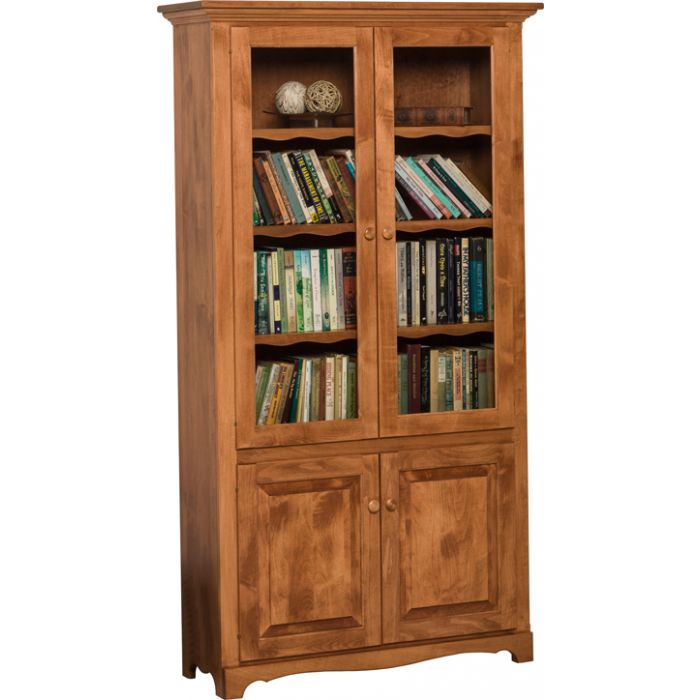 Maple Grove Amish Style Solid Wood 4, Maple Bookcase With Glass Doors